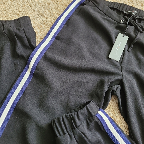 NWT black track pants💙 with navy &white stripe💙 - Picture 3 of 10